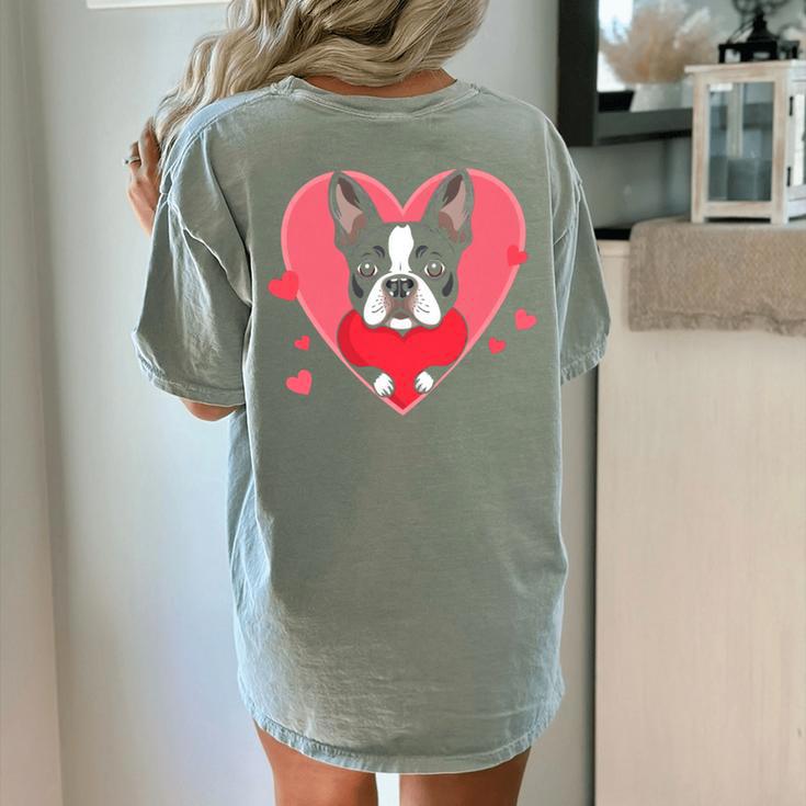 Valentine's Day Boston Terrier Heart Women's Comfort Colors T-Shirt Back Print