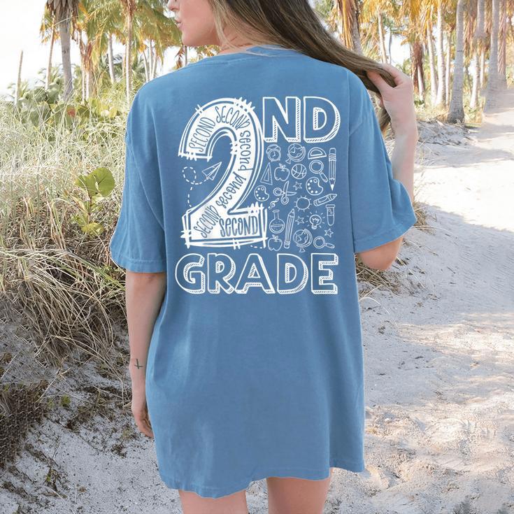 2nd Grade Typography Team 2nd Grade Teacher Back To School Women's Comfort Colors T-Shirt Back Print