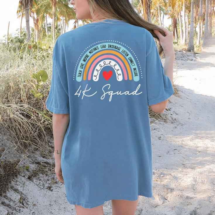 4K Squad Crew Team Teacher Kindergarten Kinder Elementary Women's Comfort Colors T-Shirt Back Print