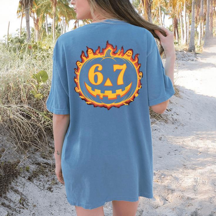 6 7 Meme Halloween Pumpkin Costume For Student Teacher Women's Comfort Colors T-Shirt Back Print