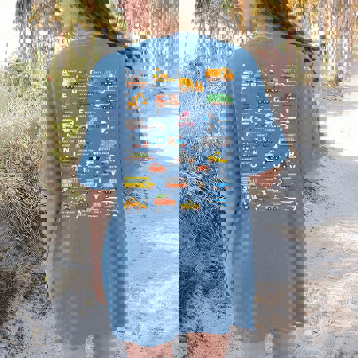 Alphabet Vehicles ABCs Learning Teachers Kids Boys Girls Women&#x27;s Comfort Colors T-Shirt Back Print