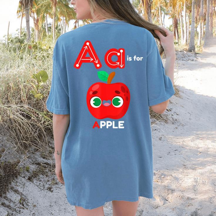 A Is For Apple Pre-K Kindergarten Teacher Student Women's Comfort Colors T-Shirt Back Print