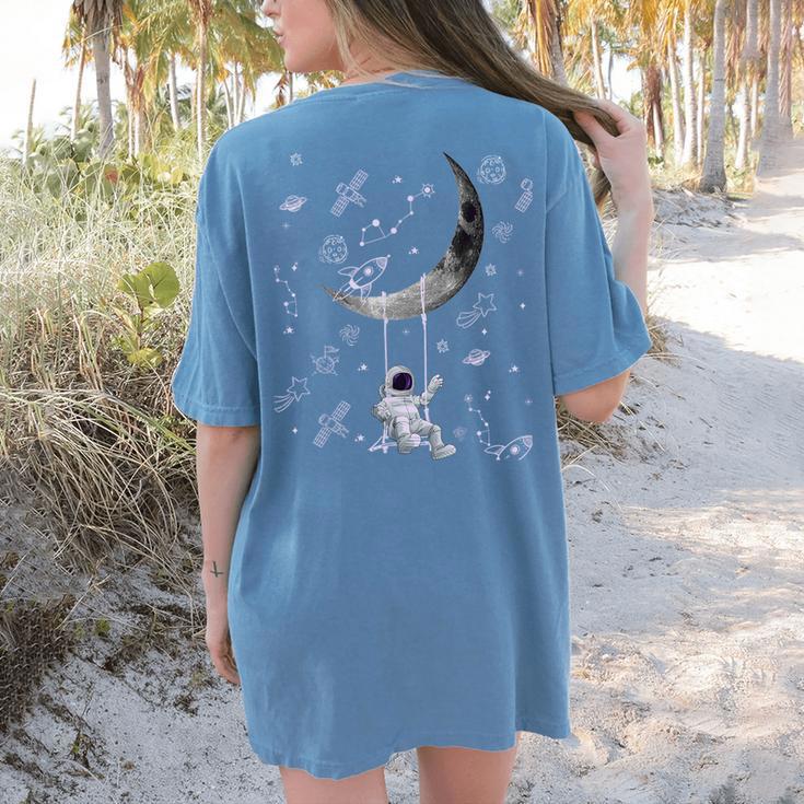 Astronaut Purple Moon Swing NASA Space Science Teacher Women's Comfort Colors T-Shirt Back Print