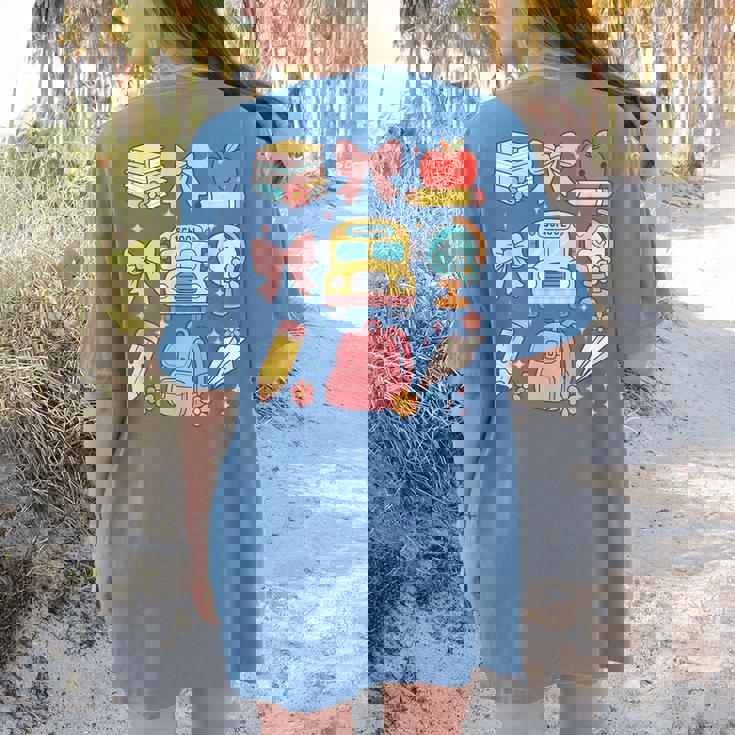 Back To School Coquette Teacher Women Girl Kindergarten PreK Women&#x27;s Comfort Colors T-Shirt Back Print