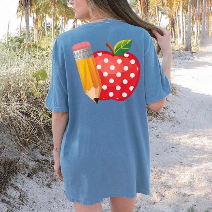 Back To School Pencil And Apple Teacher Student Women's Comfort Colors T-Shirt Back Print