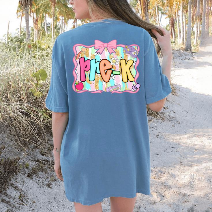 Back To School Pre-K Preppy Teacher Girl Women's Comfort Colors T-Shirt Back Print