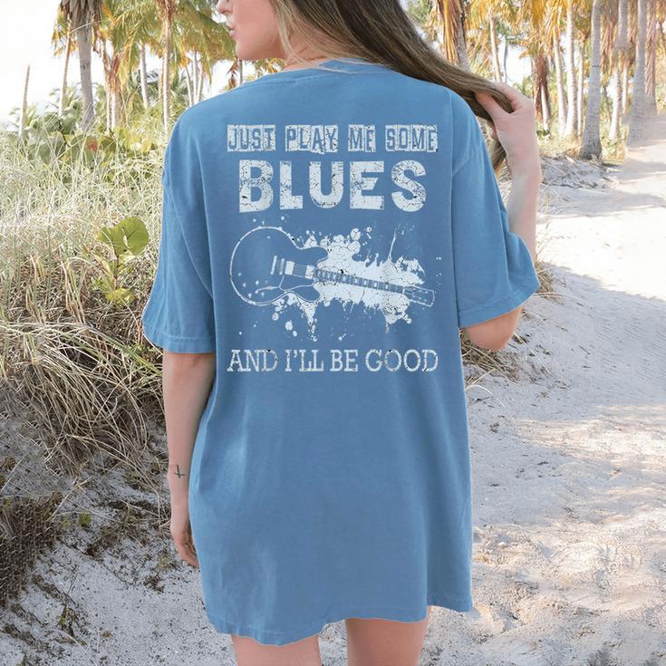 Blues Music Band Lover Vintage Guitar Teacher Blues Women's Comfort Colors T-Shirt Back Print
