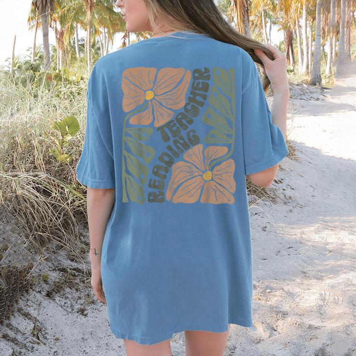 Boho Floral Reading Teacher Retro Reading Specialist Wildfl Women's Comfort Colors T-Shirt Back Print