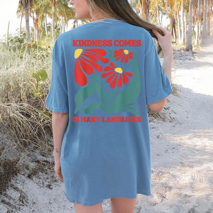 Boho Flower ESL Teacher Kindness Comes In Many Languages Women's Comfort Colors T-Shirt Back Print