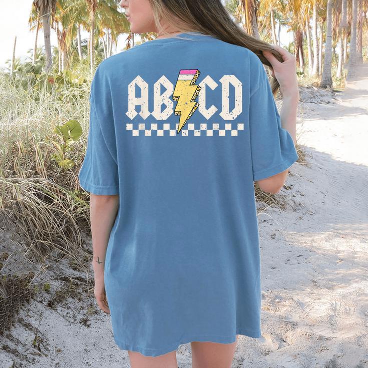 Boys Girls Teachers ABCD Rock Graphic Back To School Class Women's Comfort Colors T-Shirt Back Print