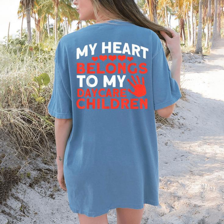 Childcare My Heart Belongs To Children Daycare Teacher Men Women Women's Comfort Colors T-Shirt Back Print