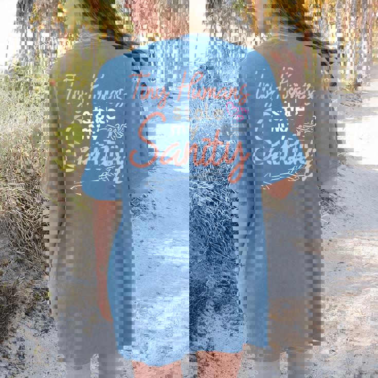 Childcare Provider Daycare Teacher Stole My Sanity Women&#x27;s Comfort Colors T-Shirt Back Print