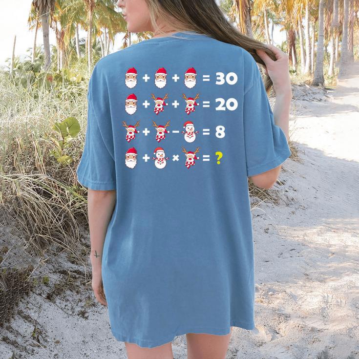 Christmas Math Quiz Teacher Equation Math Teacher Women's Comfort Colors T-Shirt Back Print
