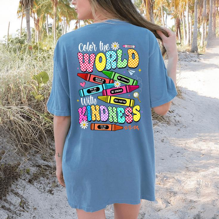Color The World With Kindness Teacher Back To School Women's Comfort Colors T-Shirt Back Print