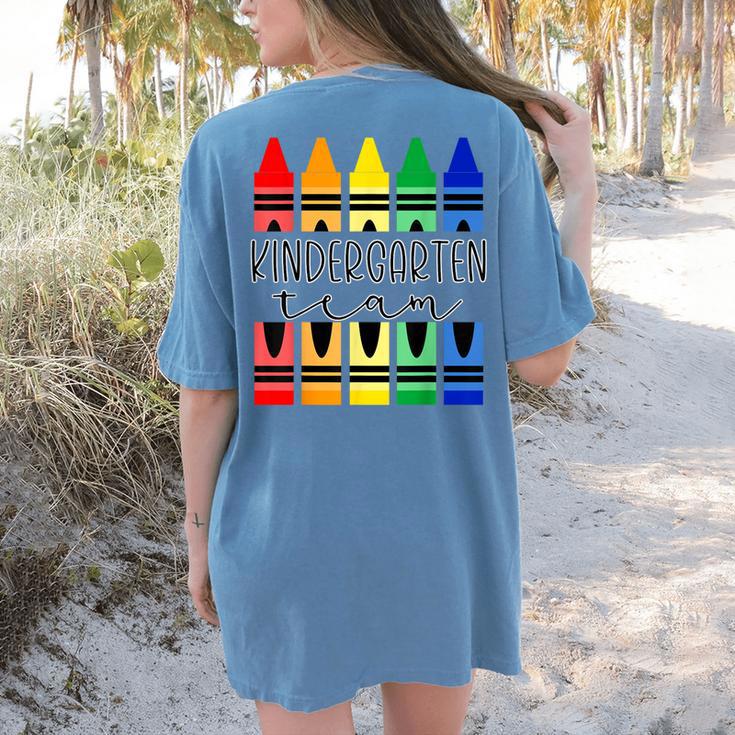 Colorful Crayon Kindergarten Team Tee For Teachers Students Men Women Kids Women's Comfort Colors T-Shirt Back Print
