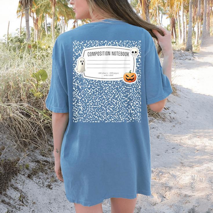 Composition Notebook Costume Adult Halloween For Teacher Women's Comfort Colors T-Shirt Back Print