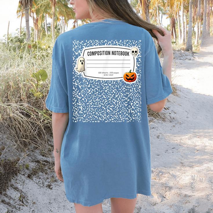 Composition Notebook Costume Adult Halloween For Teachers Women's Comfort Colors T-Shirt Back Print