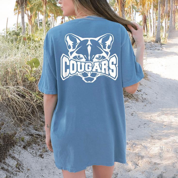 Cougars Teacher Student School Sports Fan Team Spirit Women's Comfort Colors T-Shirt Back Print