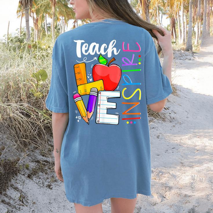 Cute Teach Love And Inspire Men Women Teacher Women's Comfort Colors T-Shirt Back Print