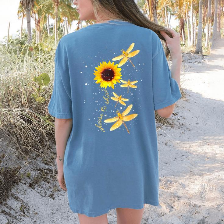 Dragonfly Sunflower Teacher Growth Mindset Choose To Shine Women's Comfort Colors T-Shirt Back Print