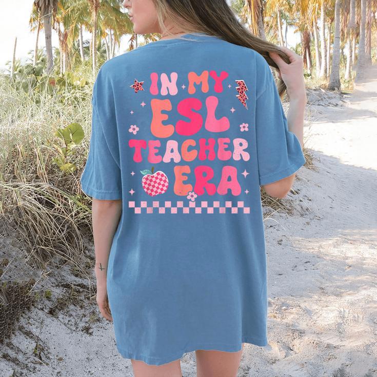 In My Esl Teacher Era Back To School ESL Teacher Groovy Women's Comfort Colors T-Shirt Back Print