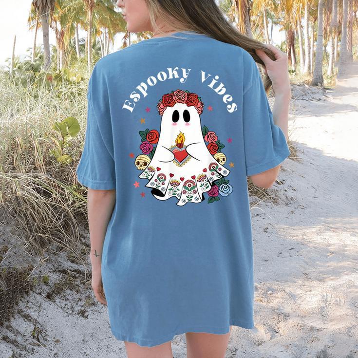 Espooky Vibes Maestra Halloween Spanish Mexican Teacher Women's Comfort Colors T-Shirt Back Print
