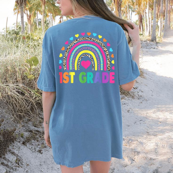 First Grade Rainbow Girls Boys Teacher Team 1st Grade Squad Women's Comfort Colors T-Shirt Back Print