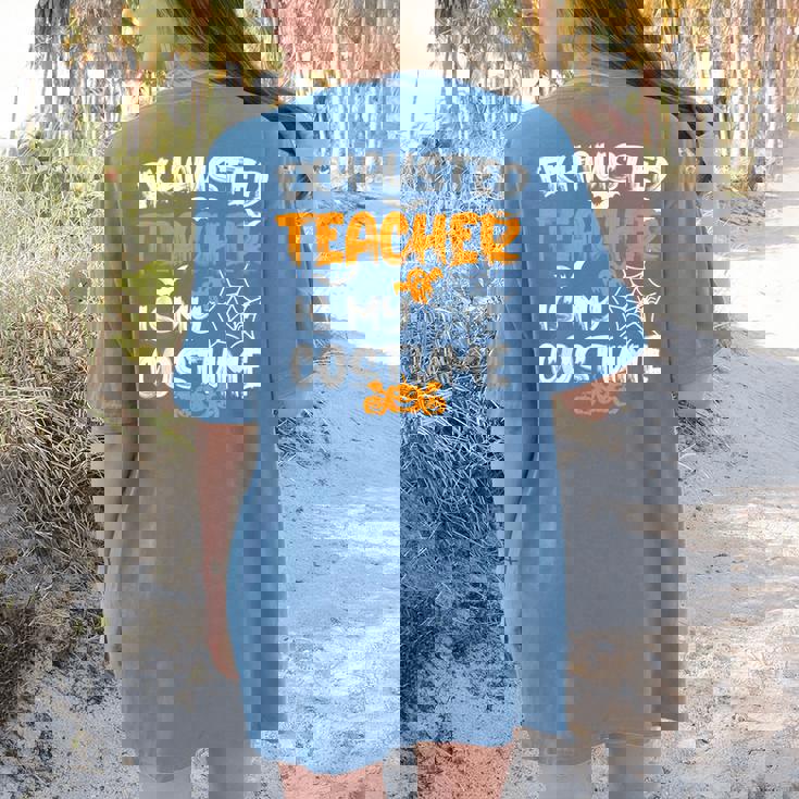 Fun Halloween Sayings Quotes Exhausted Teacher Is My Costume -Adults Short Sleeve Halloween Teacher T-Shirt Small Women&#x27;s Comfort Colors T-Shirt Back Print