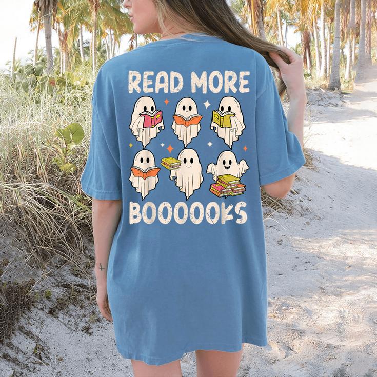 Groovy Halloween Ghost Read More Boooooks Librarian Teacher For Men Women Kids Women's Comfort Colors T-Shirt Back Print