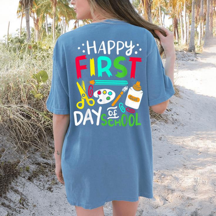Happy First Day Of School Teacher Back To School Student Women's Comfort Colors T-Shirt Back Print