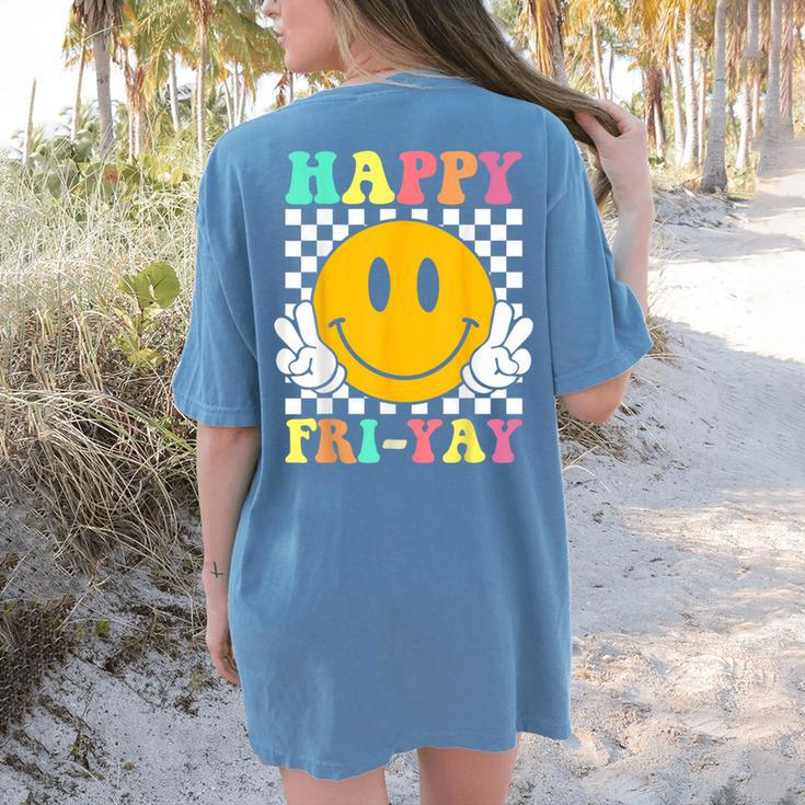 Happy Fri-Yay Teacher Friday Weekend School Women's Comfort Colors T-Shirt Back Print