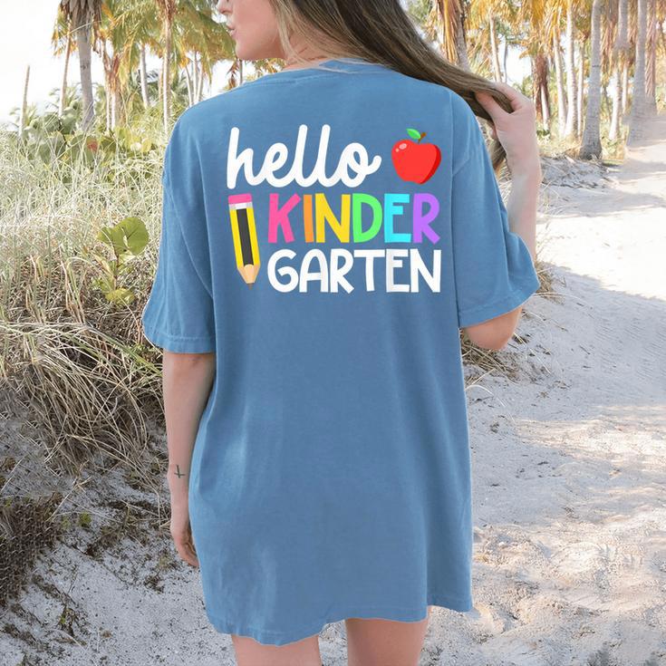 Hello Kindergarten Team Kinder Back To School Teacher Kids Women's Comfort Colors T-Shirt Back Print