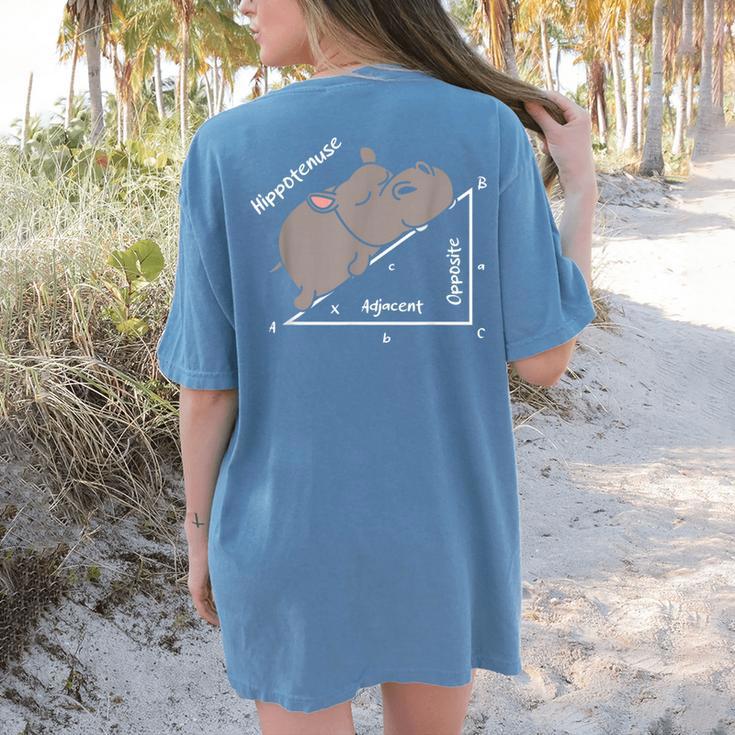 Hippotenuse Hippo Angle Function Hypotenuse Math Teacher Women's Comfort Colors T-Shirt Back Print