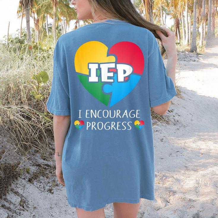 IEP I Encourage Progress Special Education School Teacher Women's Comfort Colors T-Shirt Back Print