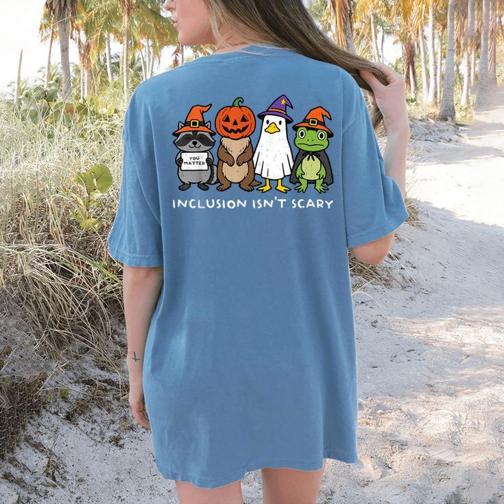 Inclusion Isn't Scary SLP Halloween Sped Teacher Animal Women's Comfort Colors T-Shirt Back Print