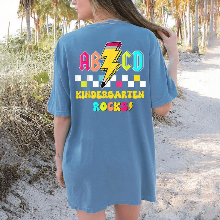 Kindergarten ABCD Rocks Teacher Student Back To School Women's Comfort Colors T-Shirt Back Print