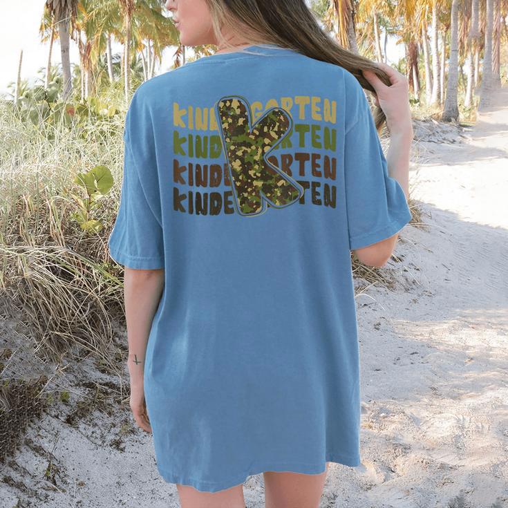 Kindergarten Camo Camouflage Boy Teacher Back To School Women's Comfort Colors T-Shirt Back Print