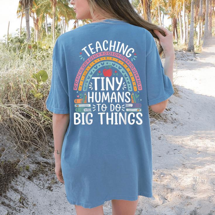 Kindergarten Teacher Tiny Humans Pre-School Teacher Women's Comfort Colors T-Shirt Back Print
