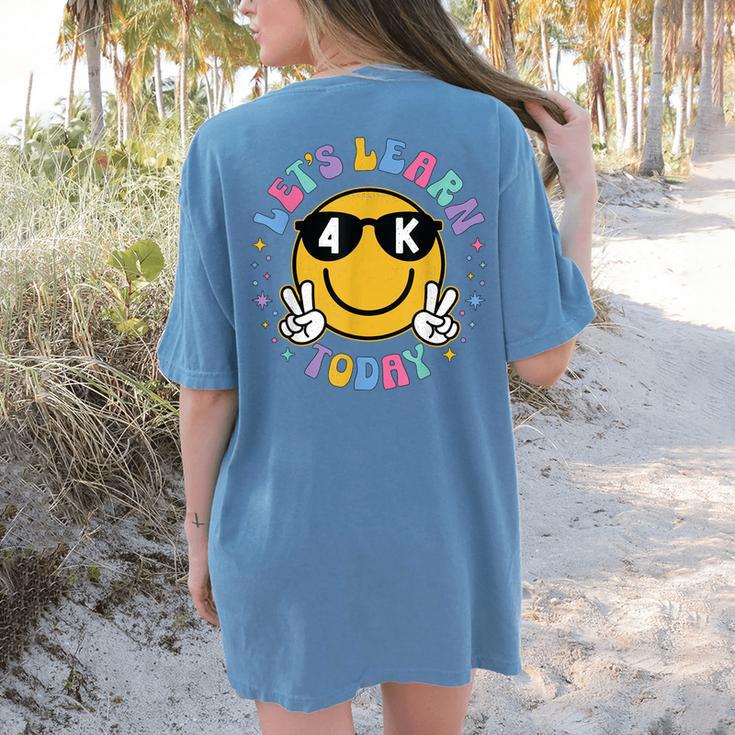 Lets Learn Today Shirt Smile Face 4K Teacher Back To School Women's Comfort Colors T-Shirt Back Print