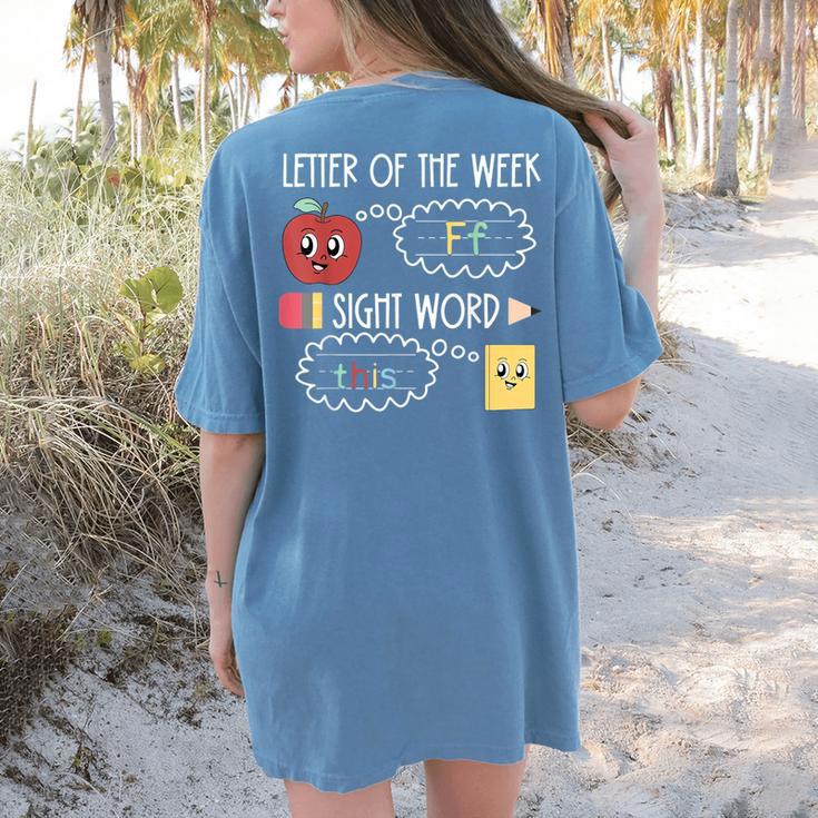 Letter Of The Week Ff Sight Word Teacher Squad Women's Comfort Colors T-Shirt Back Print