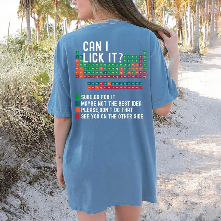 Can I Lick It Periodic Table Science Teacher Chemistry Women's Comfort Colors T-Shirt Back Print