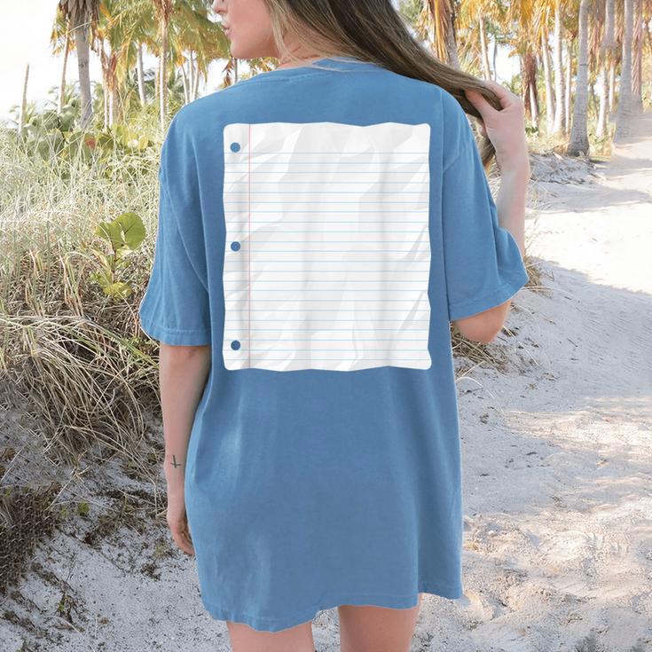 Lined Paper Notebook Halloween Costume For Students Teachers For Men Women Kids Women's Comfort Colors T-Shirt Back Print