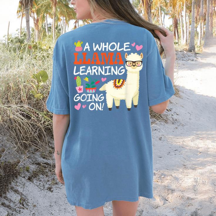 Llama Learning T Shirt Teachers Students Alpaca Lovers Women's Comfort Colors T-Shirt Back Print