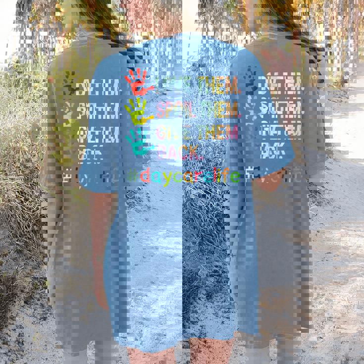 Love Daycare Provider Childcare Teacher Tie Dye Women&#x27;s Comfort Colors T-Shirt Back Print