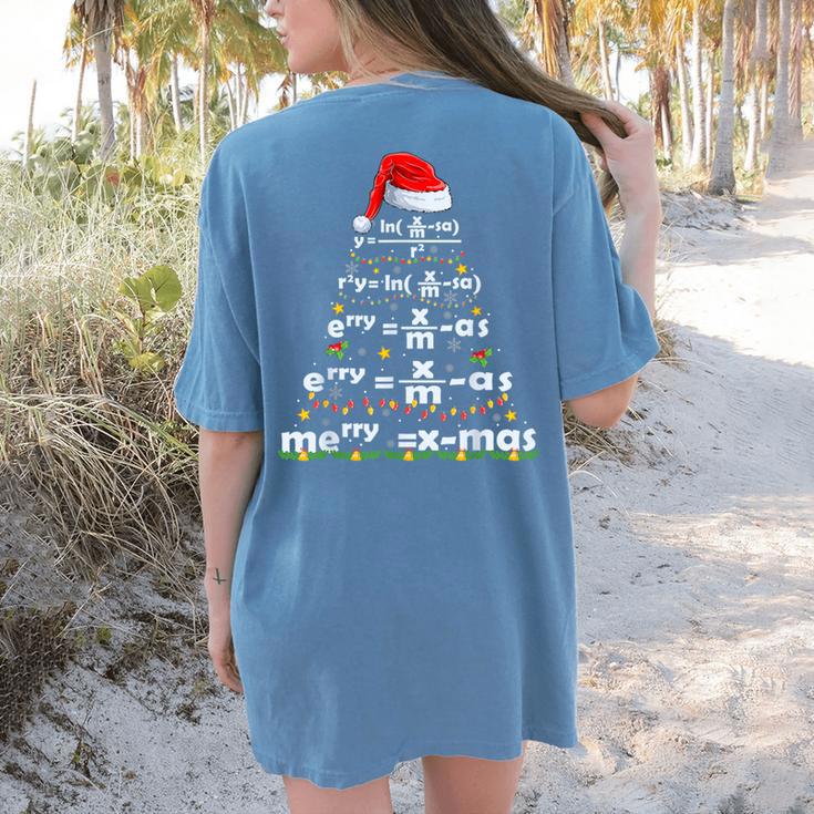 Math Equation Merry X-Mas Math Teacher Christmas Humor Men Women Kids Women's Comfort Colors T-Shirt Back Print