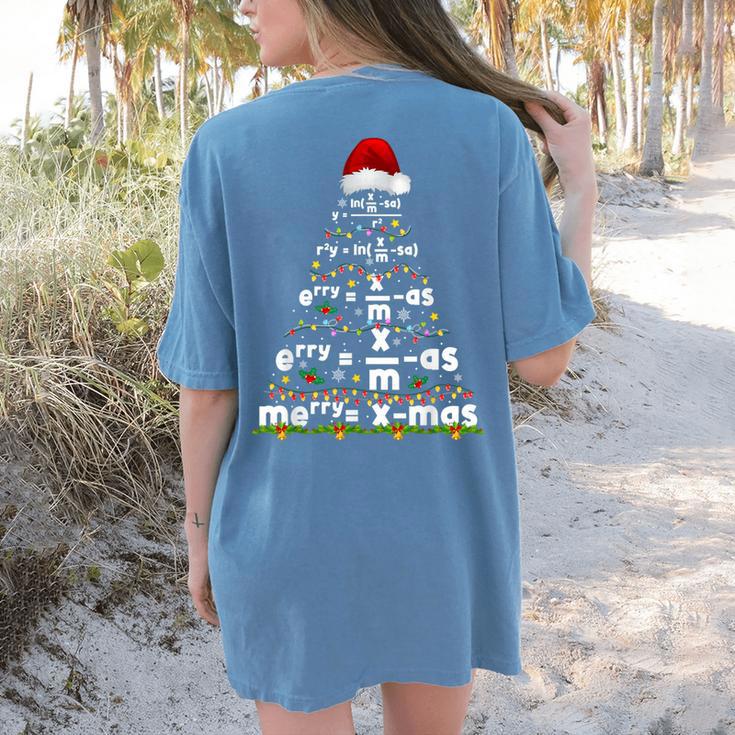 Math Equation Merry Xmas Season Teacher Christmas Tree Women's Comfort Colors T-Shirt Back Print