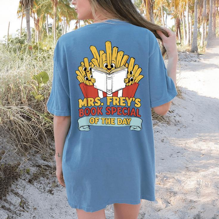 Mrs Frey Book Special Reading Elementary Teacher Women's Comfort Colors T-Shirt Back Print