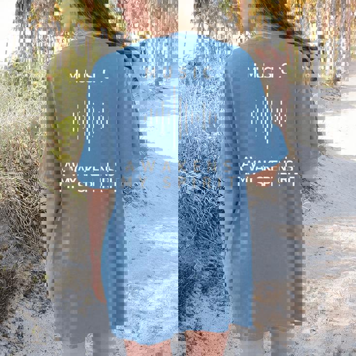 Music Awakens My Spirit Inspiring Musician Teacher Quote Women&#x27;s Comfort Colors T-Shirt Back Print