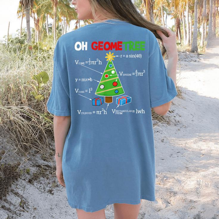 Oh Geometree Christmas Tree Geometry Math Teacher Women's Comfort Colors T-Shirt Back Print