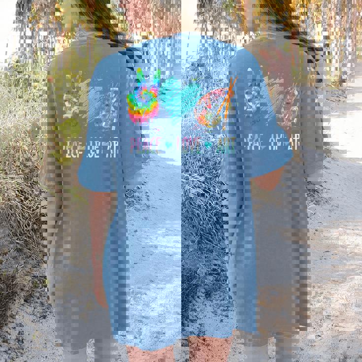 Peace Love Art Painting Palette Art Teacher Women&#x27;s Comfort Colors T-Shirt Back Print